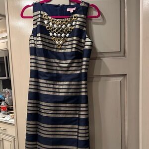 Lilly Pulitzer Navy and Gold Striped Mini Dress